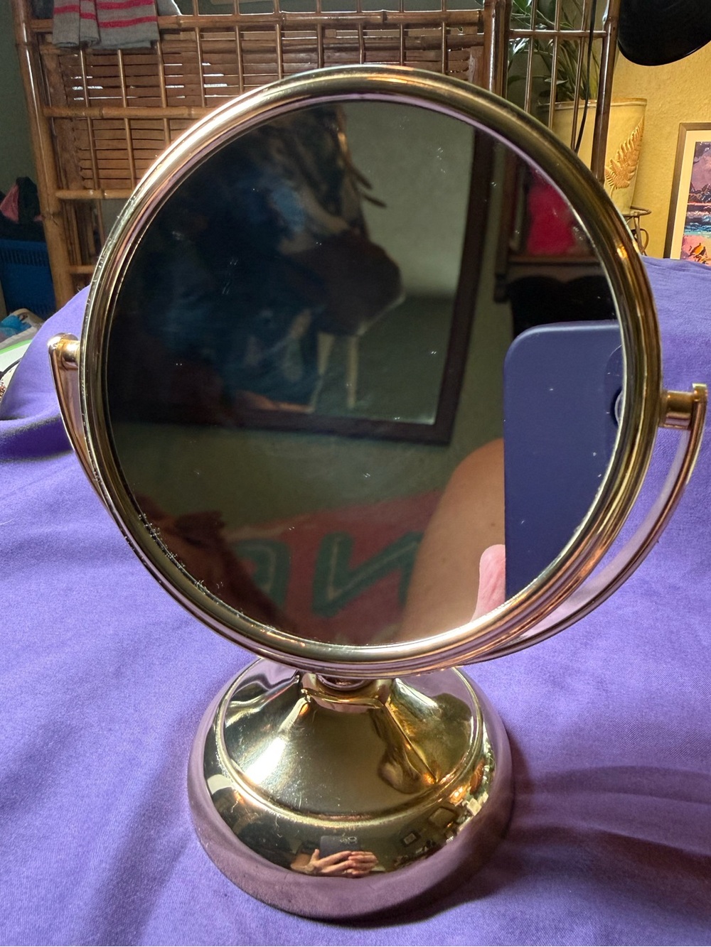 Like new Vintage Swinging Vanity Makeup Mirror with Magnifying Gold Finish